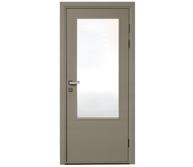Влагостойкая дверь ПВХ EtaDoor с окном цвет мокко одностворчатая с ПВХ кромкой