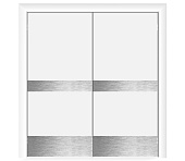 Влагостойкая дверь ПВХ EtaDoor глухая белая маятниковая двухстворчатая с отбойной пластиной