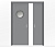 Дверь пенал раздвижная встроенная в стену двухстворчатая серая с иллюминатором