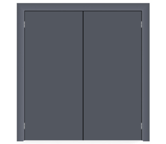 Влагостойкая дверь ПВХ EtaDoor глухая серая маятниковая двухстворчатая с ПВХ кромкой